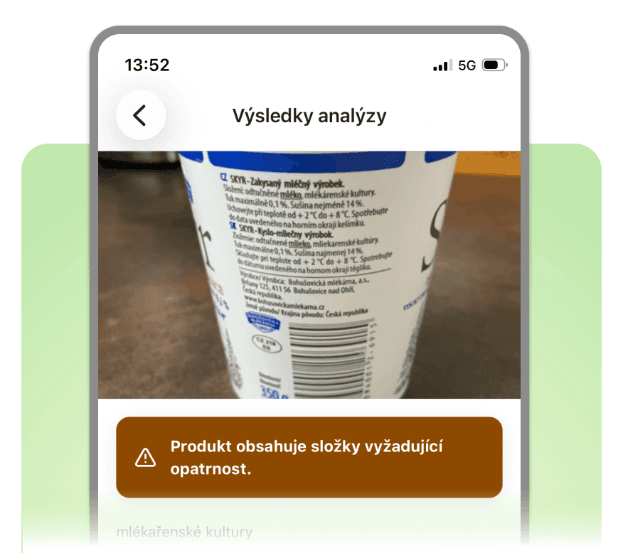 Ingredient analysis in the Histamin.io app
