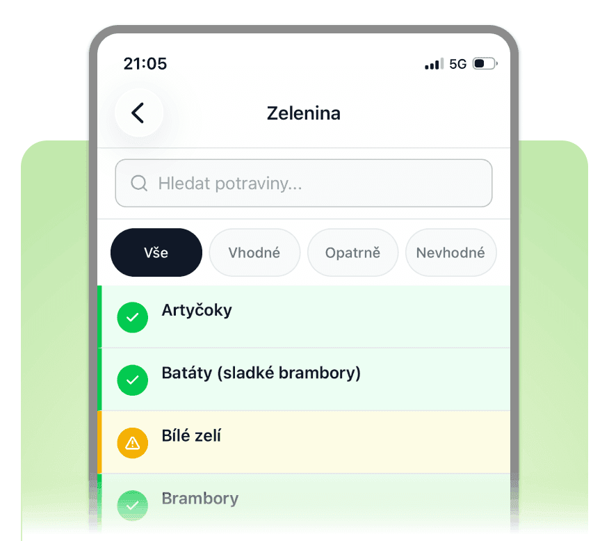 Food search in the Histamin.io app