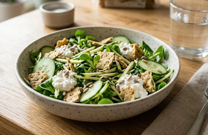 Vegetable salad with cottage cheese